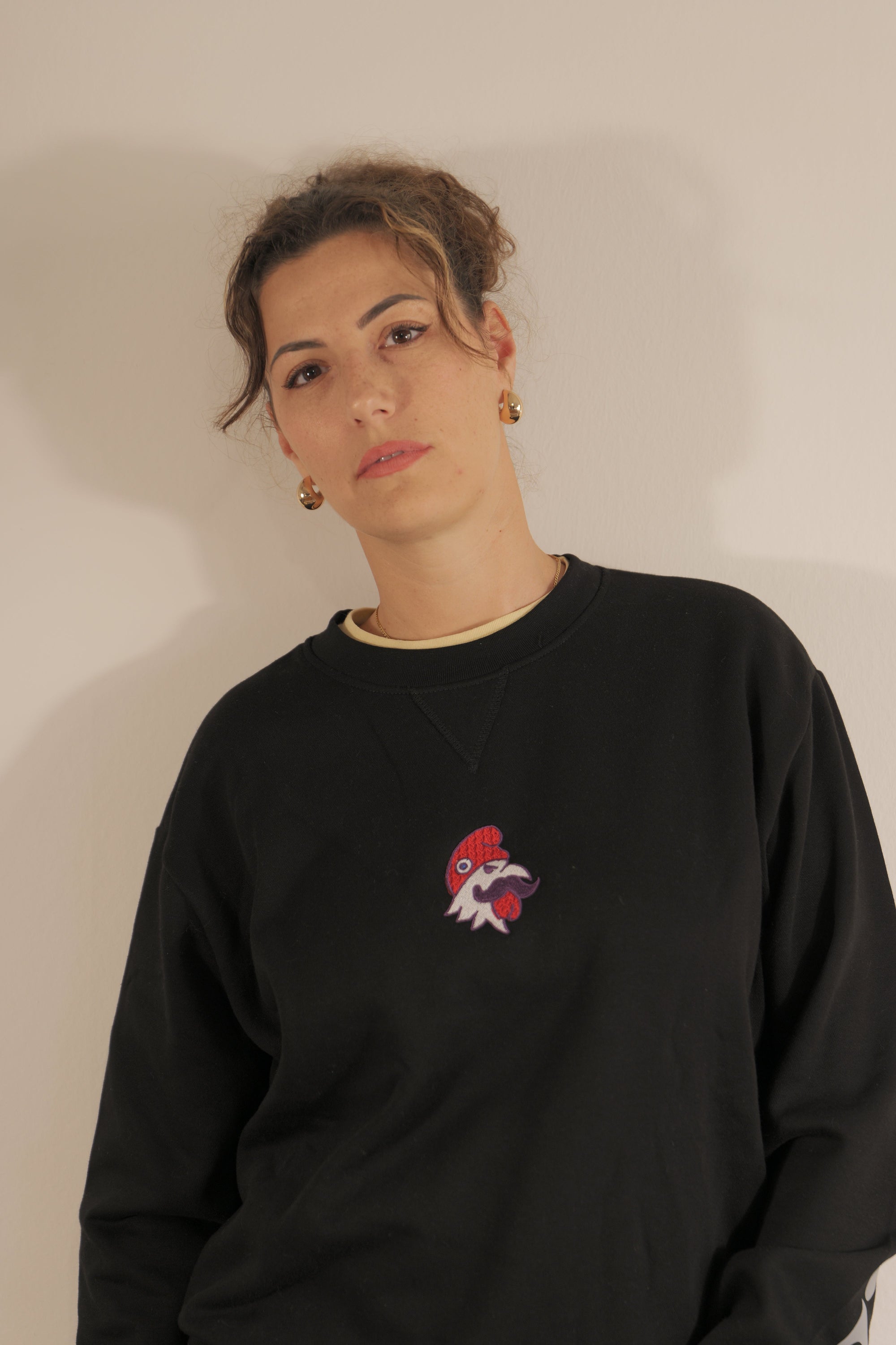 Sweat col rond noir Vilain Coq