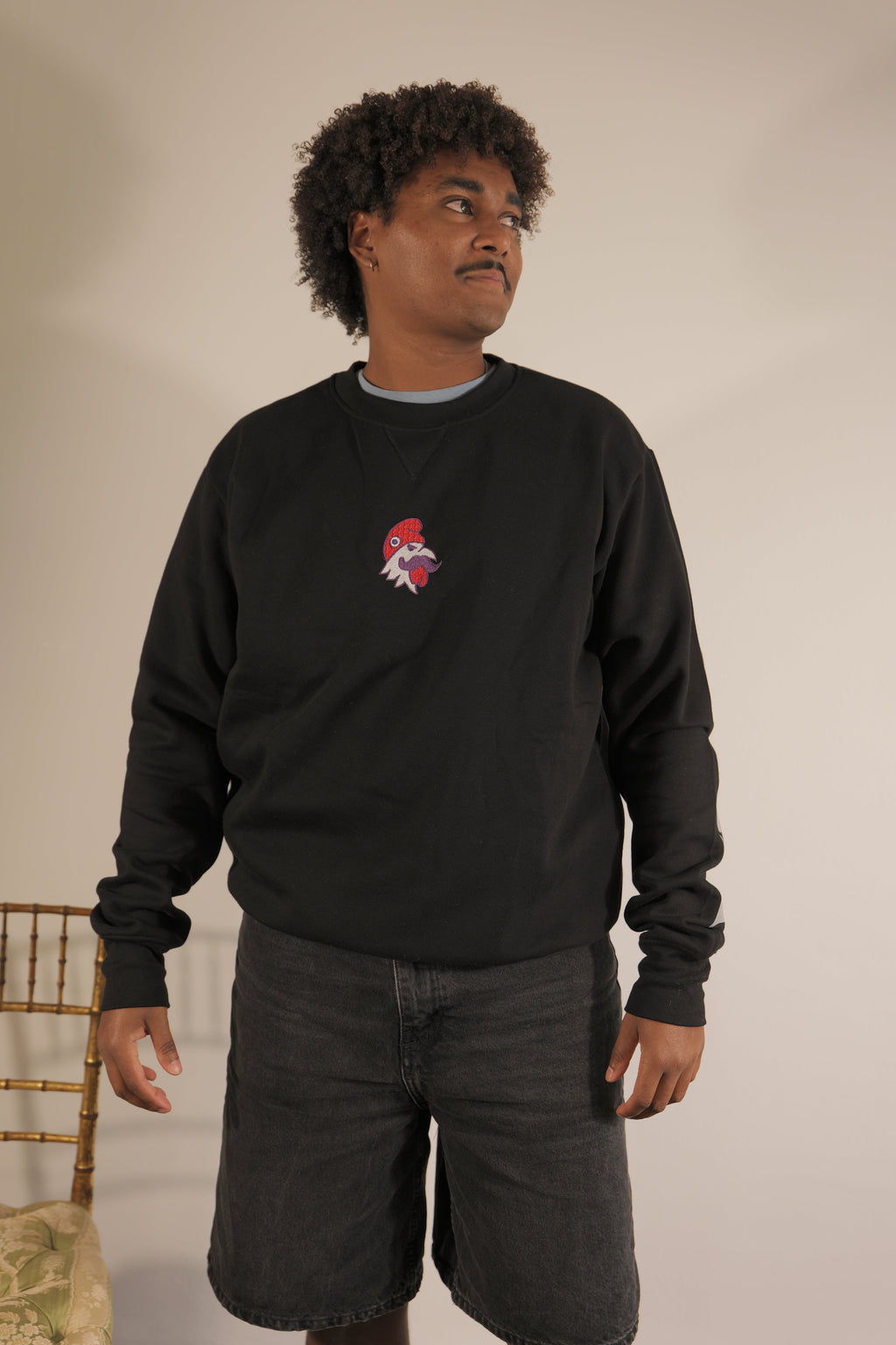 Sweat col rond noir Vilain Coq