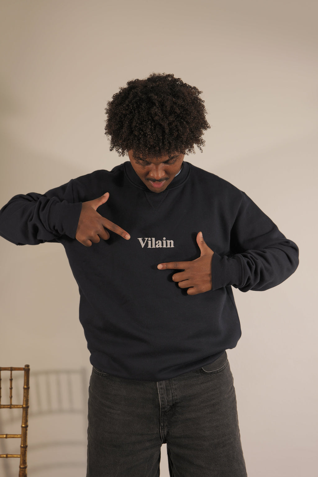 Sweat col rond navie Vilain Coq